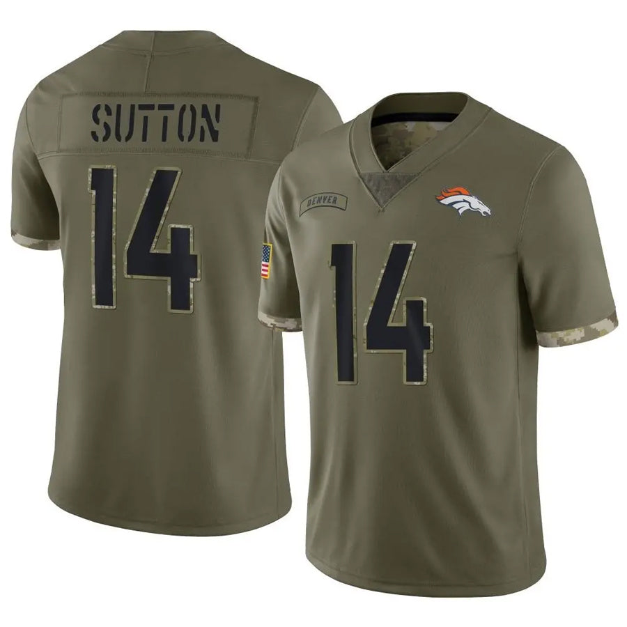Punc D.Broncos #14 Courtland Sutton Player Limited Salute To Service Olive Stitched Jerseys