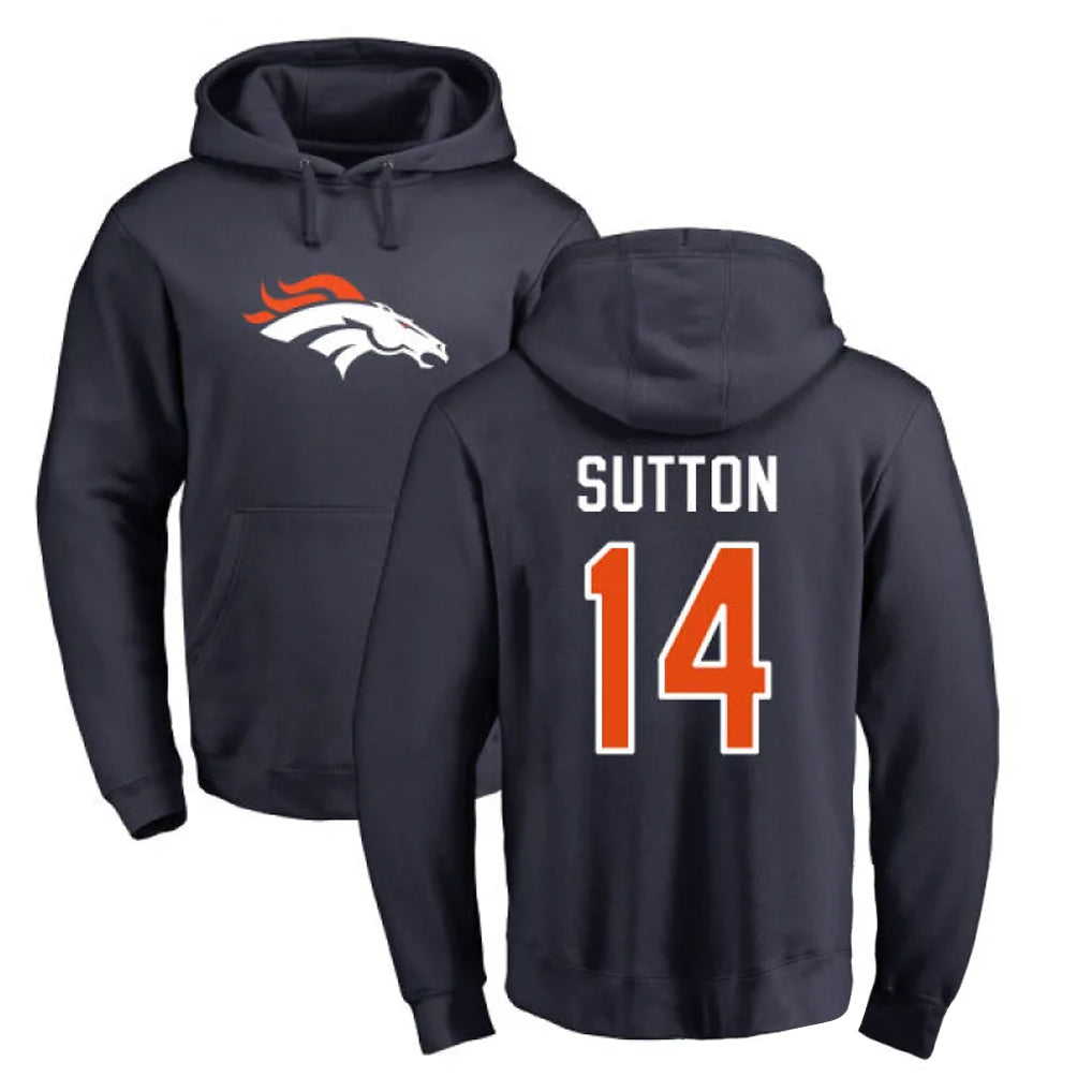 Punc D.Broncos #14 Courtland Sutton Player Navy Pullover Hoodie Limited Stitched Jerseys