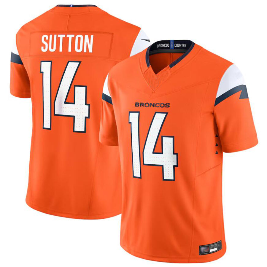Punc D.Broncos #14 Courtland Sutton Player Orange Vapor F.U.S.E. Limited Stitched Jerseys