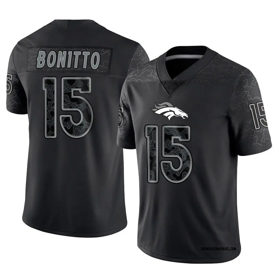 Punc D.Broncos #15 Nik Bonitto Player Black RFLCTV Limited Stitched Jerseys