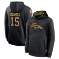Punc D.Broncos #15 Nik Bonitto Player Black Salute to Service Pullover Hoodies Limited Stitched Jerseys