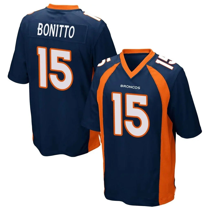 Punc D.Broncos #15 Nik Bonitto Player Navy Game Stitched Jerseys