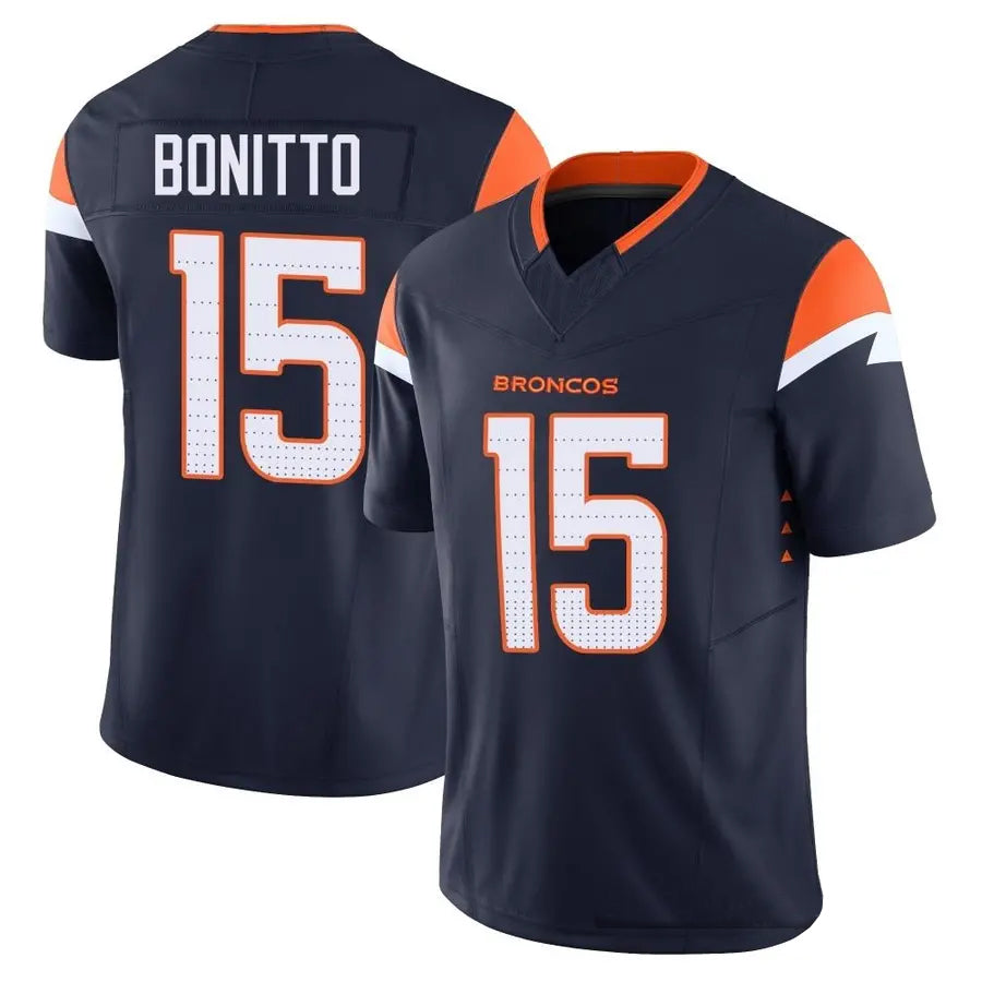Punc D.Broncos #15 Nik Bonitto Player Navy Vapor F.U.S.E. Limited Stitched Jerseys