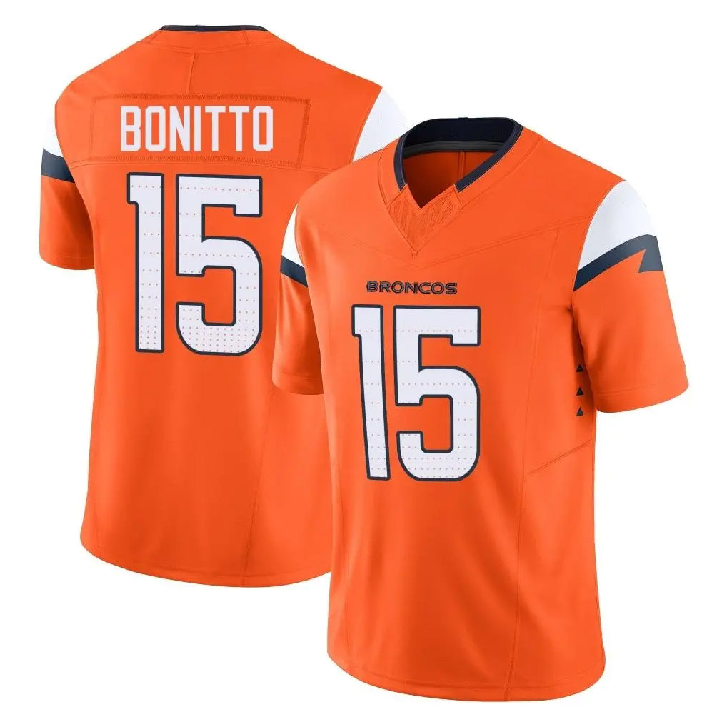 Punc D.Broncos #15 Nik Bonitto Player Orange Vapor F.U.S.E. Limited Home Game Stitched Jerseys