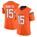 Punc D.Broncos #15 Nik Bonitto Player Orange Vapor F.U.S.E. Limited Home Game Stitched Jerseys