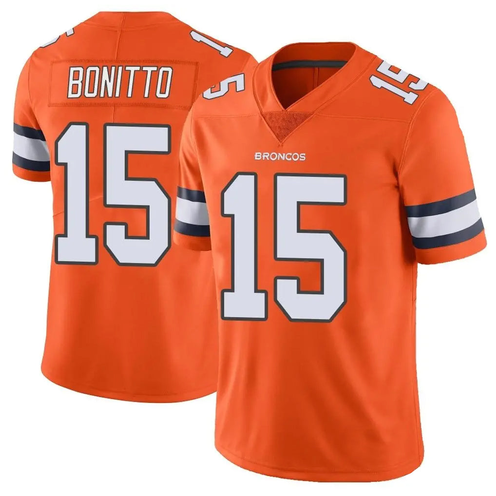 Punc D.Broncos #15 Nik Bonitto Player Orange Vapor Untouchable Limited Home Game Stitched Jerseys