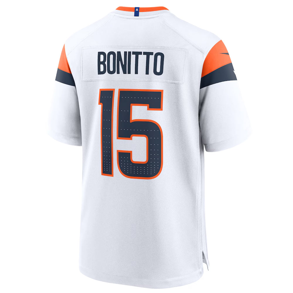 Punc D.Broncos #15 Nik Bonitto Player White Home Game Stitched Jerseys