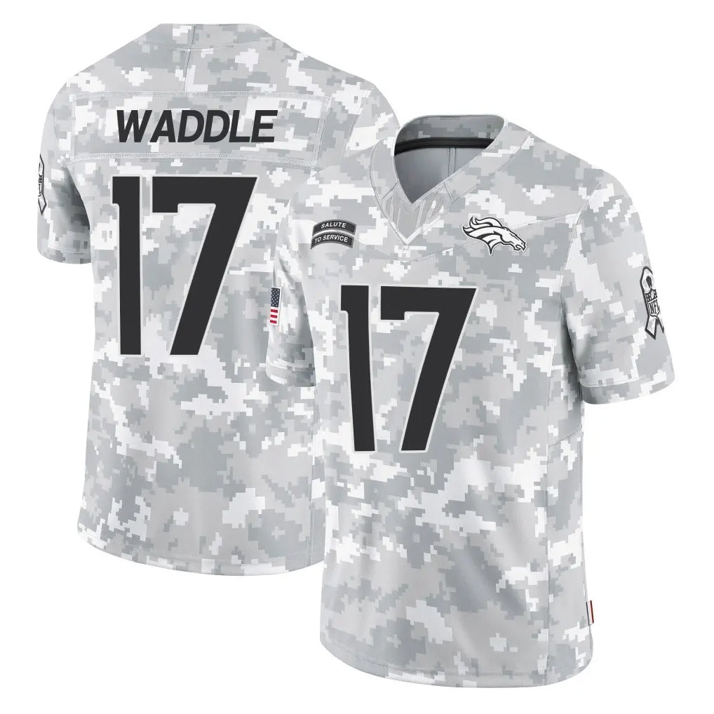 Punc D.Broncos #17 Jaylen Waddle Player Arctic Camo Salute To Service Limited Stitched Jerseys