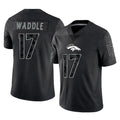 Punc D.Broncos #17 Jaylen Waddle Player Black Reflective Limited Stitched Jerseys