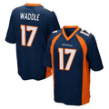 Punc D.Broncos #17 Jaylen Waddle Player Navy Game Stitched Jerseys