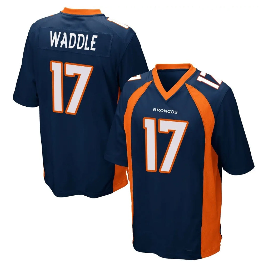 Punc D.Broncos #17 Jaylen Waddle Player Navy Game Stitched Jerseys