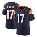 Punc D.Broncos #17 Jaylen Waddle Player Navy Home Game Stitched Jerseys