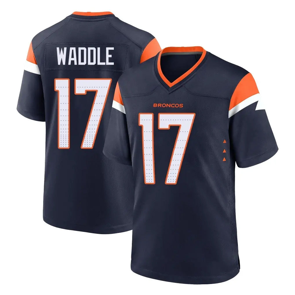 Punc D.Broncos #17 Jaylen Waddle Player Navy Home Game Stitched Jerseys