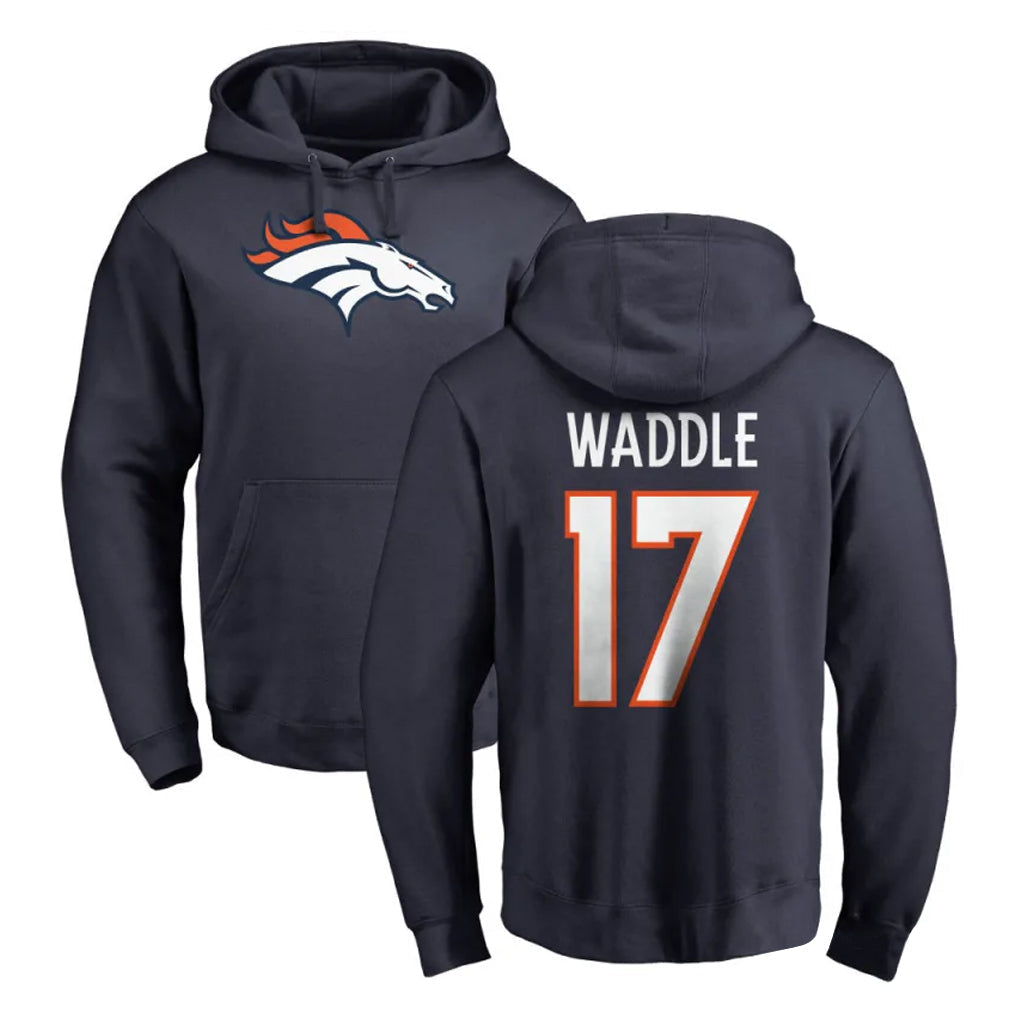Punc D.Broncos #17 Jaylen Waddle Player Navy Pullover Hoodie Limited Stitched Jerseys