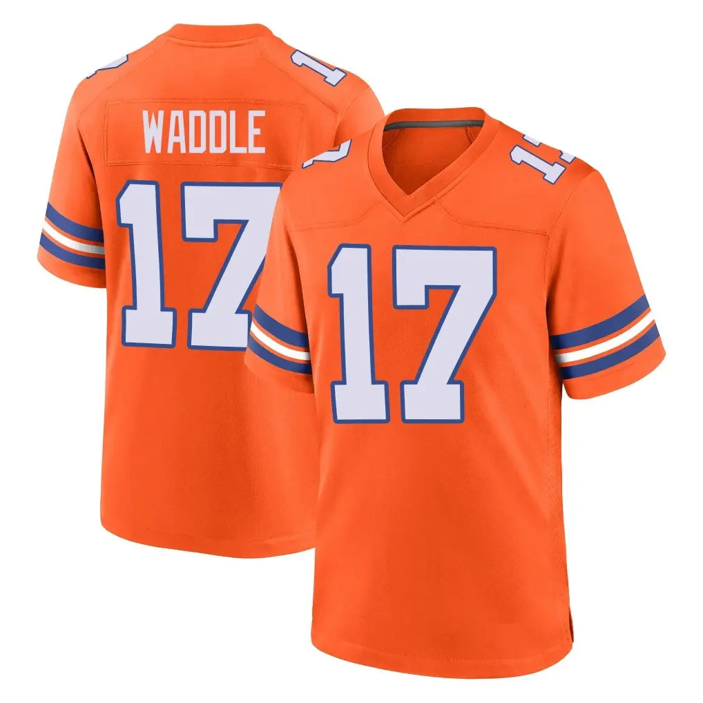 Punc D.Broncos #17 Jaylen Waddle Player Orange Alternate Collection Throwback Game Stitched Jerseys