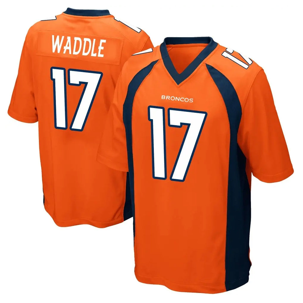 Punc D.Broncos #17 Jaylen Waddle Player Orange Color Home Game Stitched Jerseys