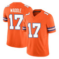Punc D.Broncos #17 Jaylen Waddle Player Orange Limited Alternate Vapor F.U.S.E. Throwback Game Stitched Jerseys