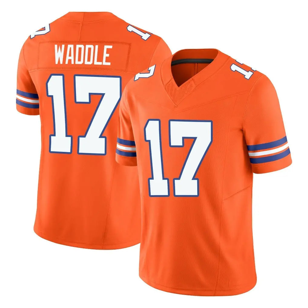 Punc D.Broncos #17 Jaylen Waddle Player Orange Limited Alternate Vapor F.U.S.E. Throwback Game Stitched Jerseys