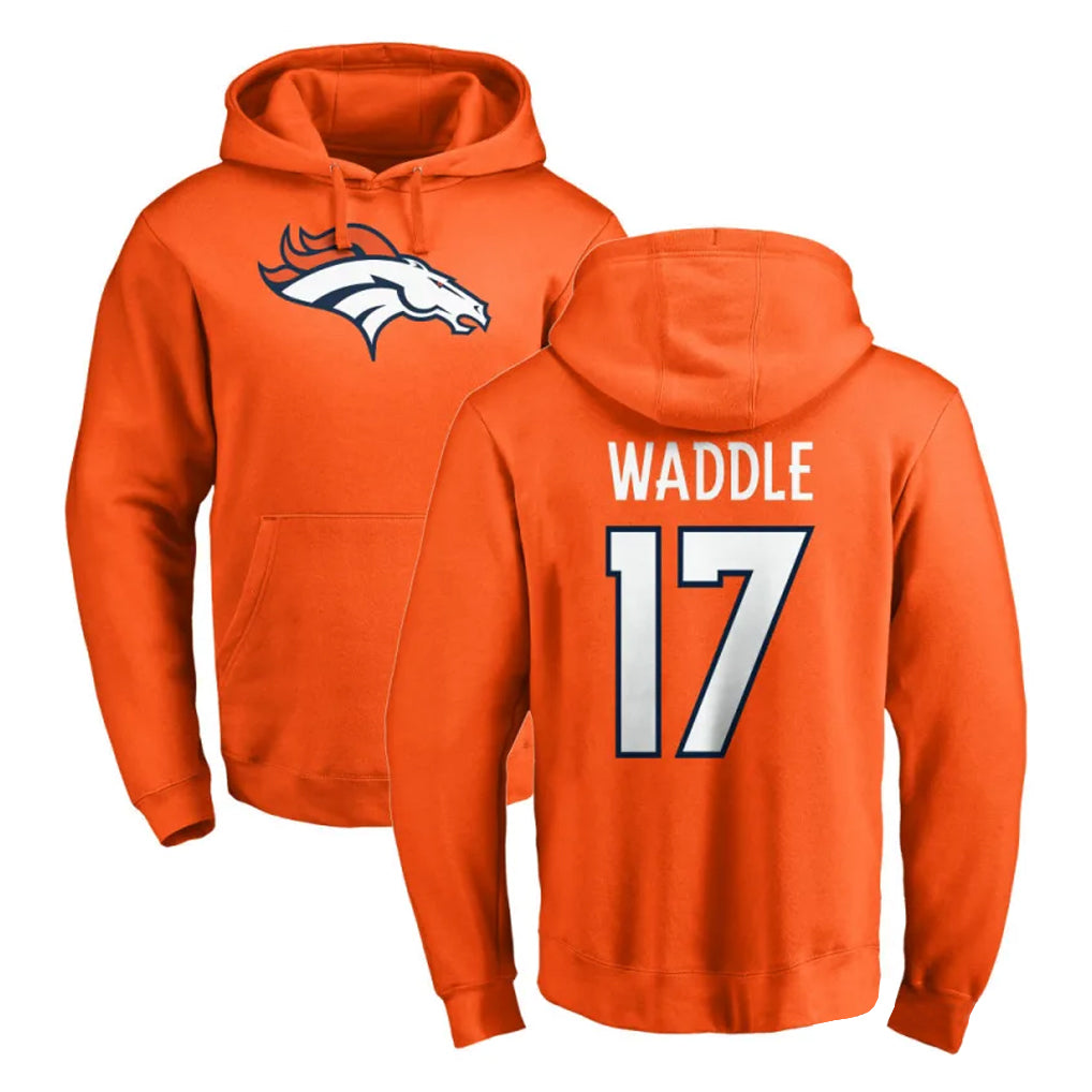 Punc D.Broncos #17 Jaylen Waddle Player Orange Pullover Hoodie Limited Stitched Jerseys