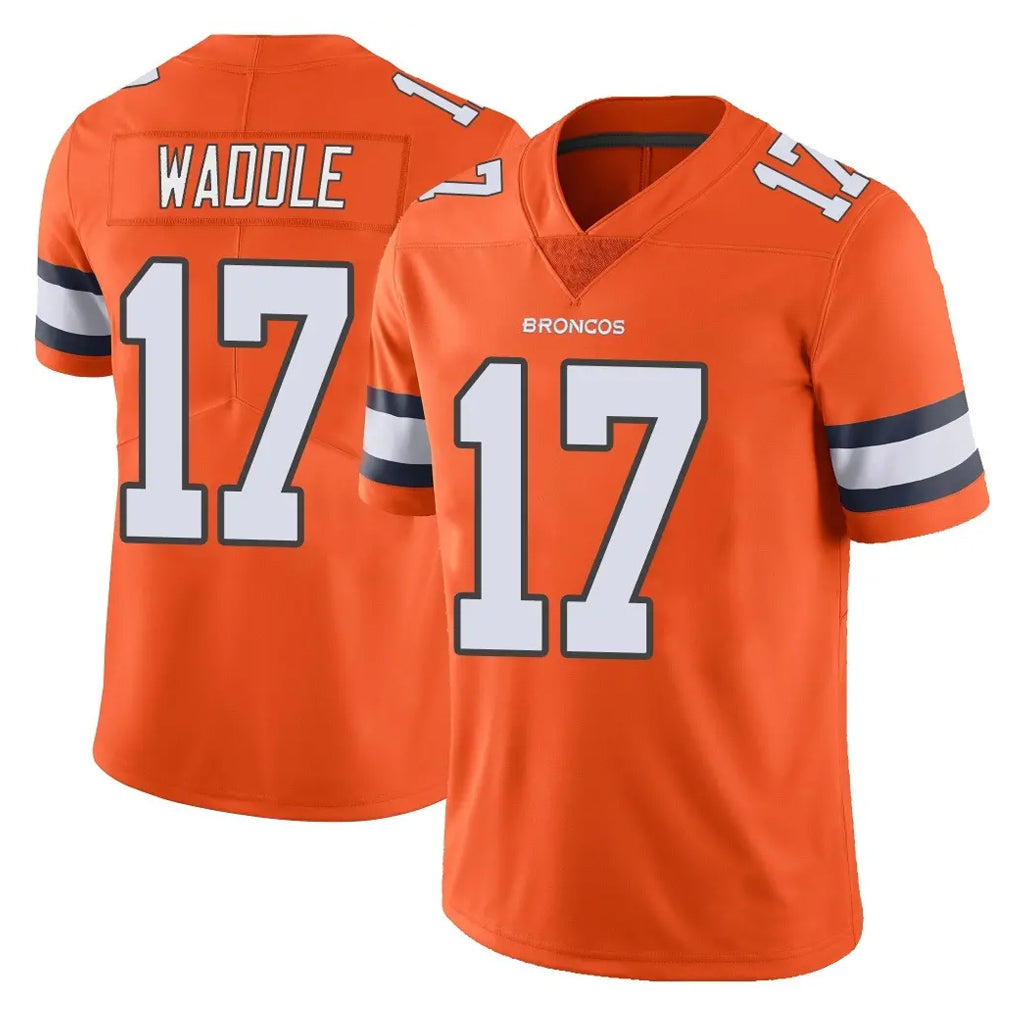 Punc D.Broncos #17 Jaylen Waddle Player Orange Vapor Untouchable Limited Home Game Stitched Jerseys