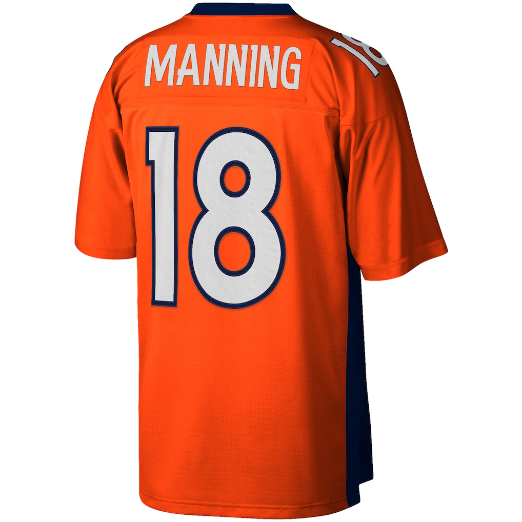 Punc D.Broncos #18 Peyton Manning Mitchell & Ness Orange Big & Tall 2015 Retired Player Replica Stitched Puhic Jersey