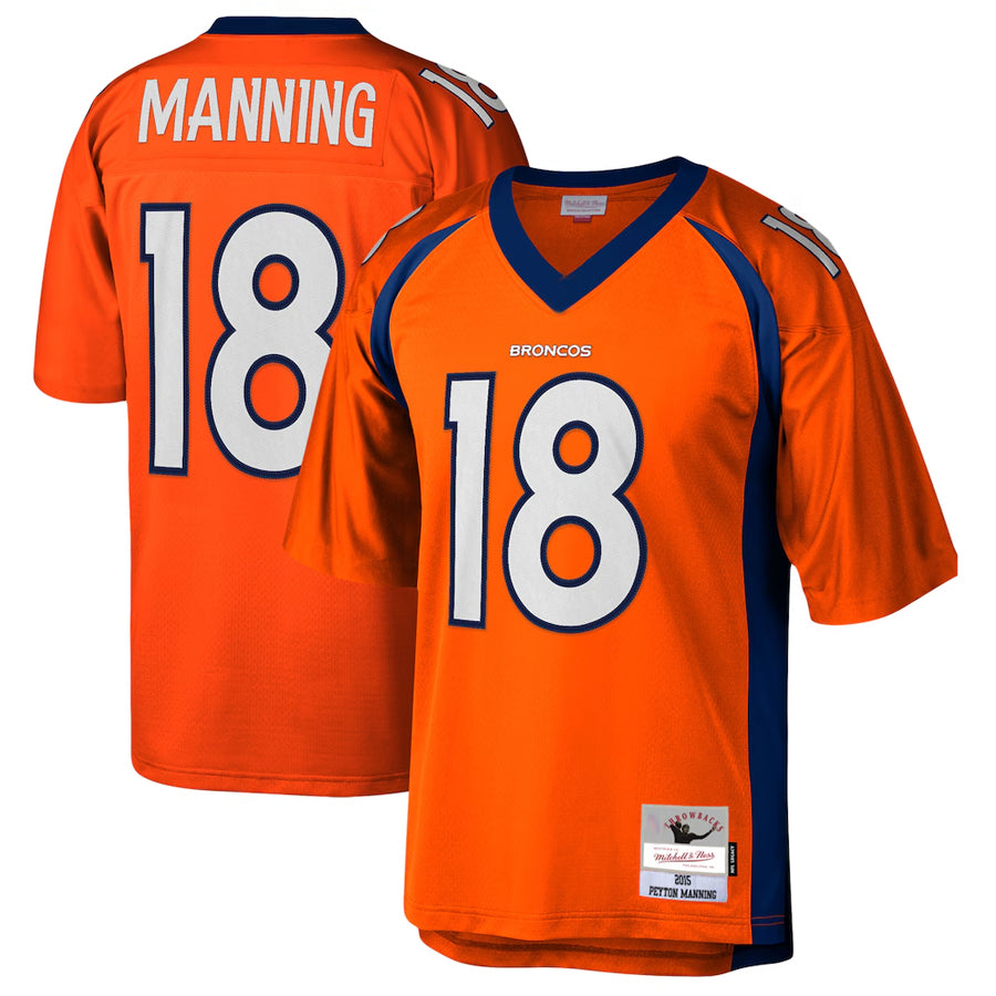 Punc D.Broncos #18 Peyton Manning Player Mitchell & Ness Orange Legacy Replica Stitched Jerseys