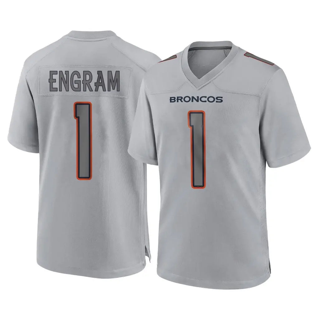 Punc D.Broncos #1 Evan Engram Player Gray Atmosphere Fashion Limited Game Stitched Jerseys
