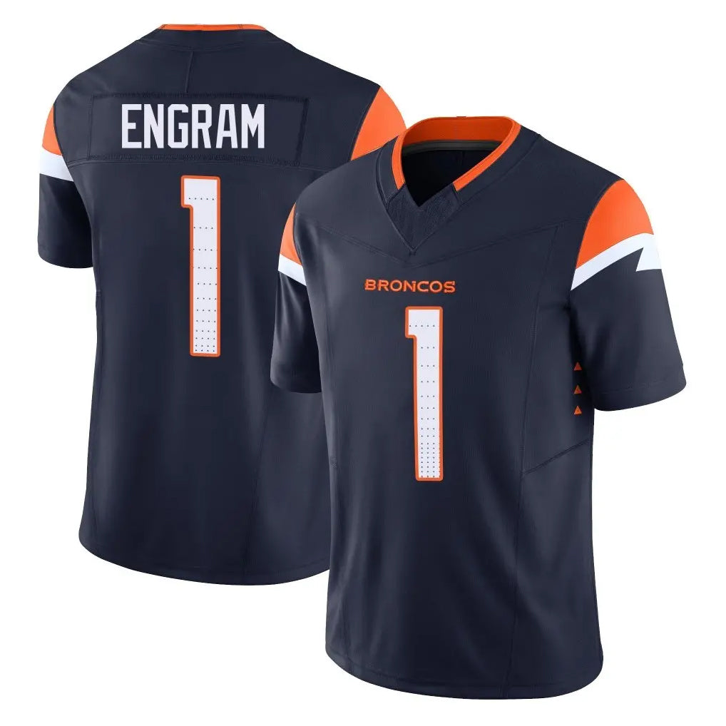 Punc D.Broncos #1 Evan Engram Player Navy Limited Vapor F.U.S.E. Home Game Stitched Jerseys