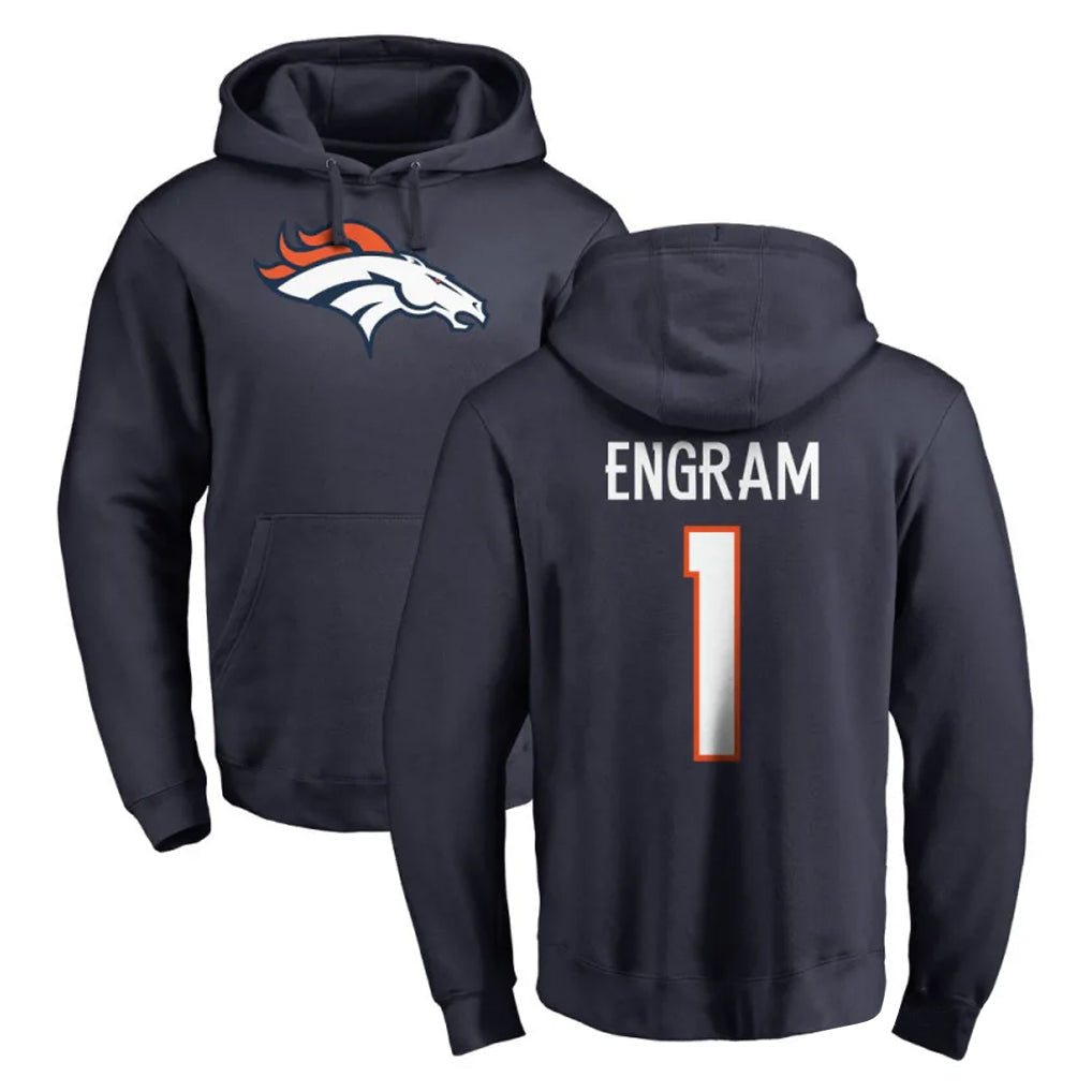 Punc D.Broncos #1 Evan Engram Player Navy Pullover Hoodie Limited Stitched Jerseys