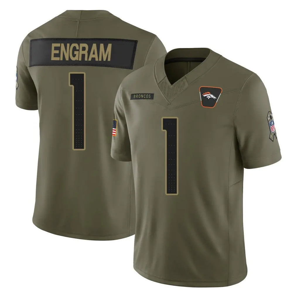 Punc D.Broncos #1 Evan Engram Player Olive 2025 Salute To Service Limited Home Game Stitched Jerseys