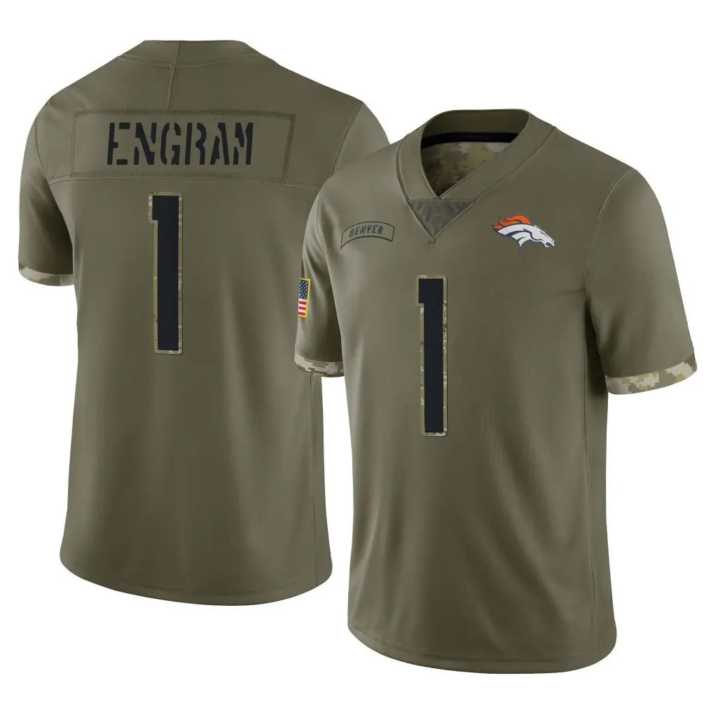 Punc D.Broncos #1 Evan Engram Player Olive Salute To Service Limited Stitched Jerseys