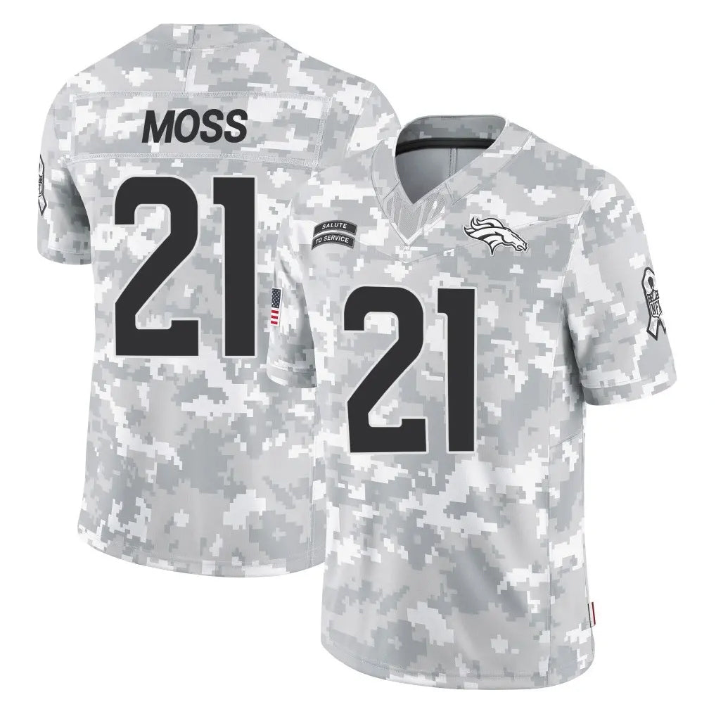 Punc D.Broncos #21 Riley Moss Player Arctic Camo Salute To Service Limited Stitched Jerseys