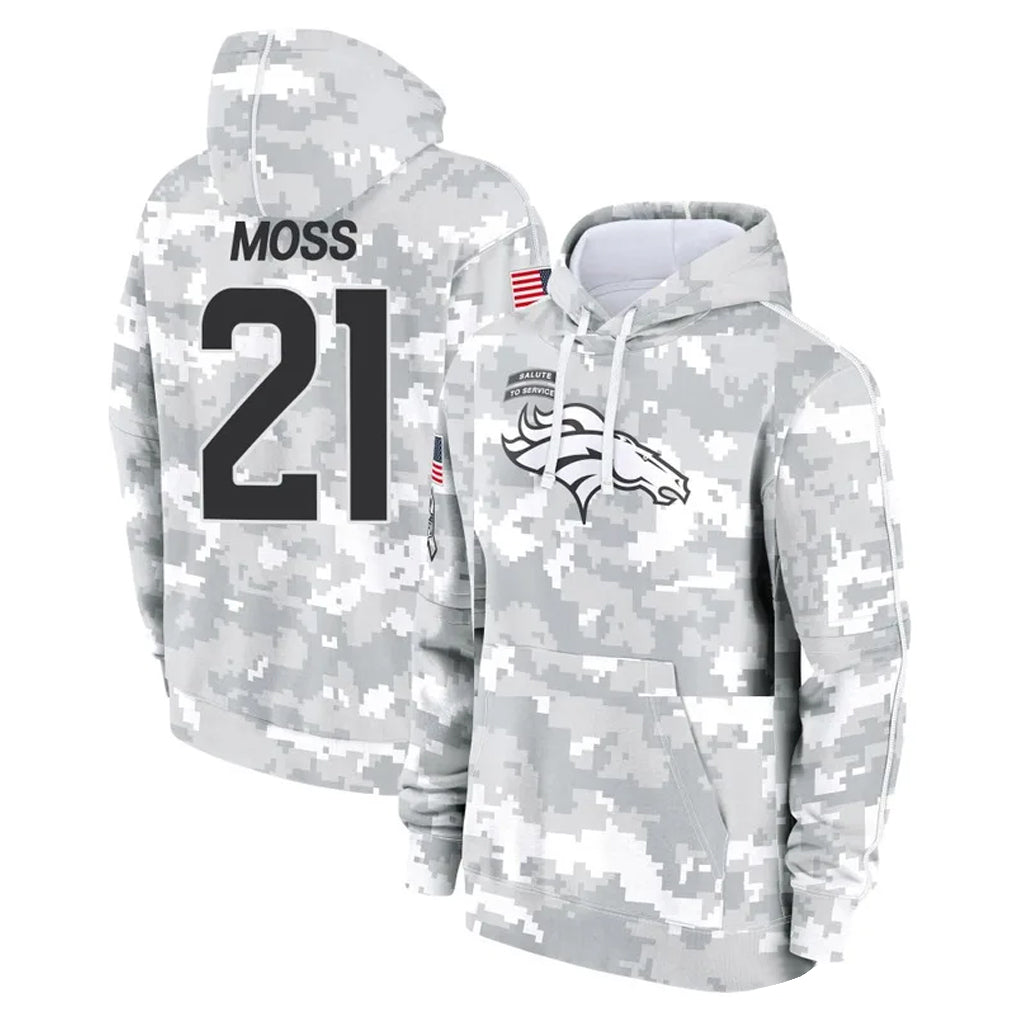 Punc D.Broncos #21 Riley Moss Player Arctic Camo Salute to Service Hoodies Limited Game Stitched Jerseys