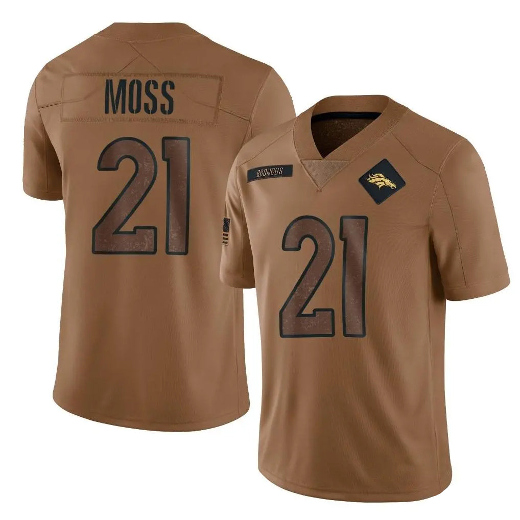 Punc D.Broncos #21 Riley Moss Player Brown Salute To Service Limited Stitched Jerseys