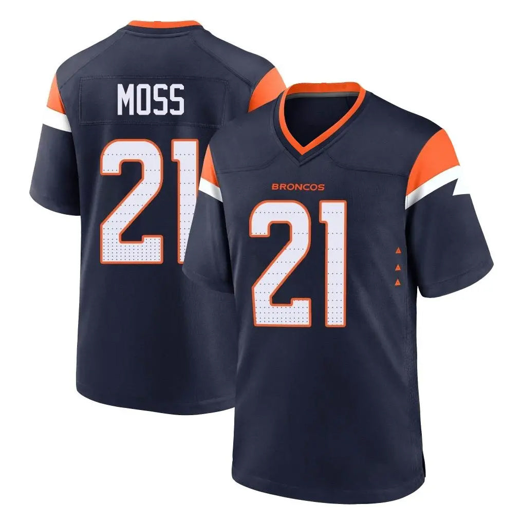 Punc D.Broncos #21 Riley Moss Player Navy Home Game Stitched Jerseys