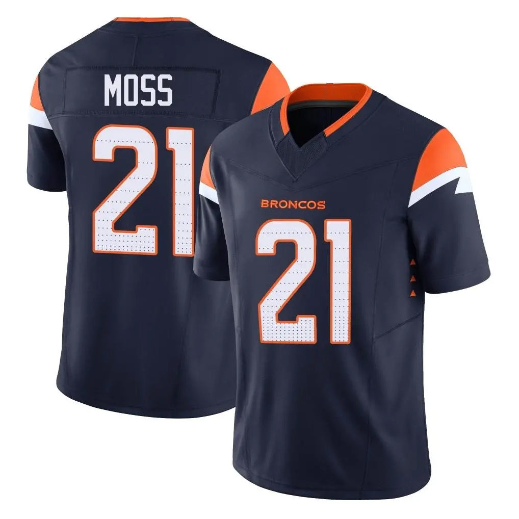 Punc D.Broncos #21 Riley Moss Player Navy Limited Vapor F.U.S.E. Home Game Stitched Jerseys