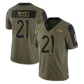 Punc D.Broncos #21 Riley Moss Player Olive Salute To Service Limited Game Stitched Jerseys