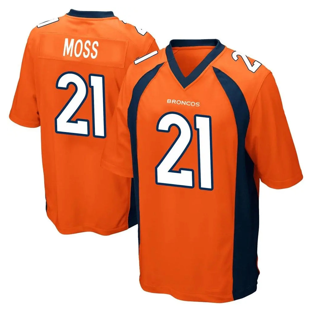 Punc D.Broncos #21 Riley Moss Player Orange Color Home Game Stitched Jerseys