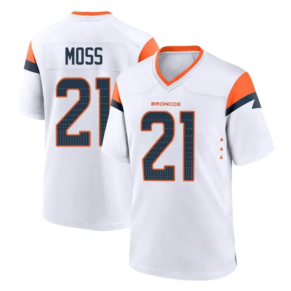 Punc D.Broncos #21 Riley Moss Player White Home Game Stitched Jerseys