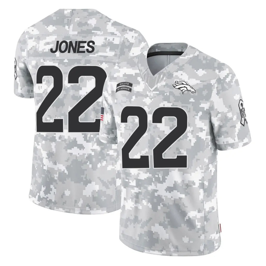 Punc D.Broncos #22 Brandon Jones Player Arctic Camo Salute To Service Limited Stitched Jerseys