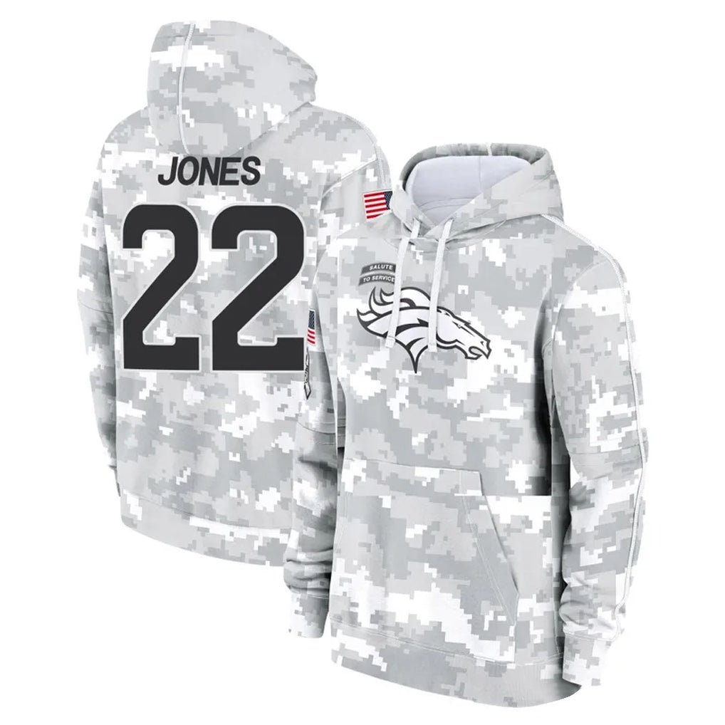 Punc D.Broncos #22 Brandon Jones Player Arctic Camo Salute to Service Hoodies Limited Game Stitched Jerseys