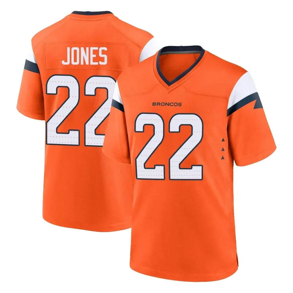 Punc D.Broncos #22 Brandon Jones Player Orange Home Game Stitched Jerseys