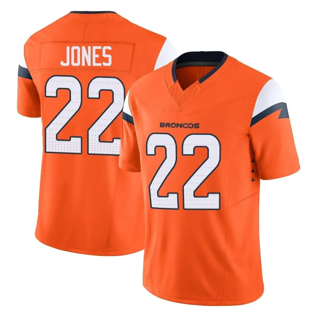 Punc D.Broncos #22 Brandon Jones Player Orange Vapor F.U.S.E. Limited Home Game Stitched Jerseys