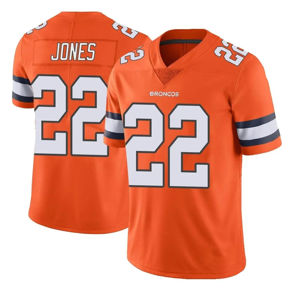 Punc D.Broncos #22 Brandon Jones Player Orange Vapor Untouchable Limited Home Game Stitched Jerseys