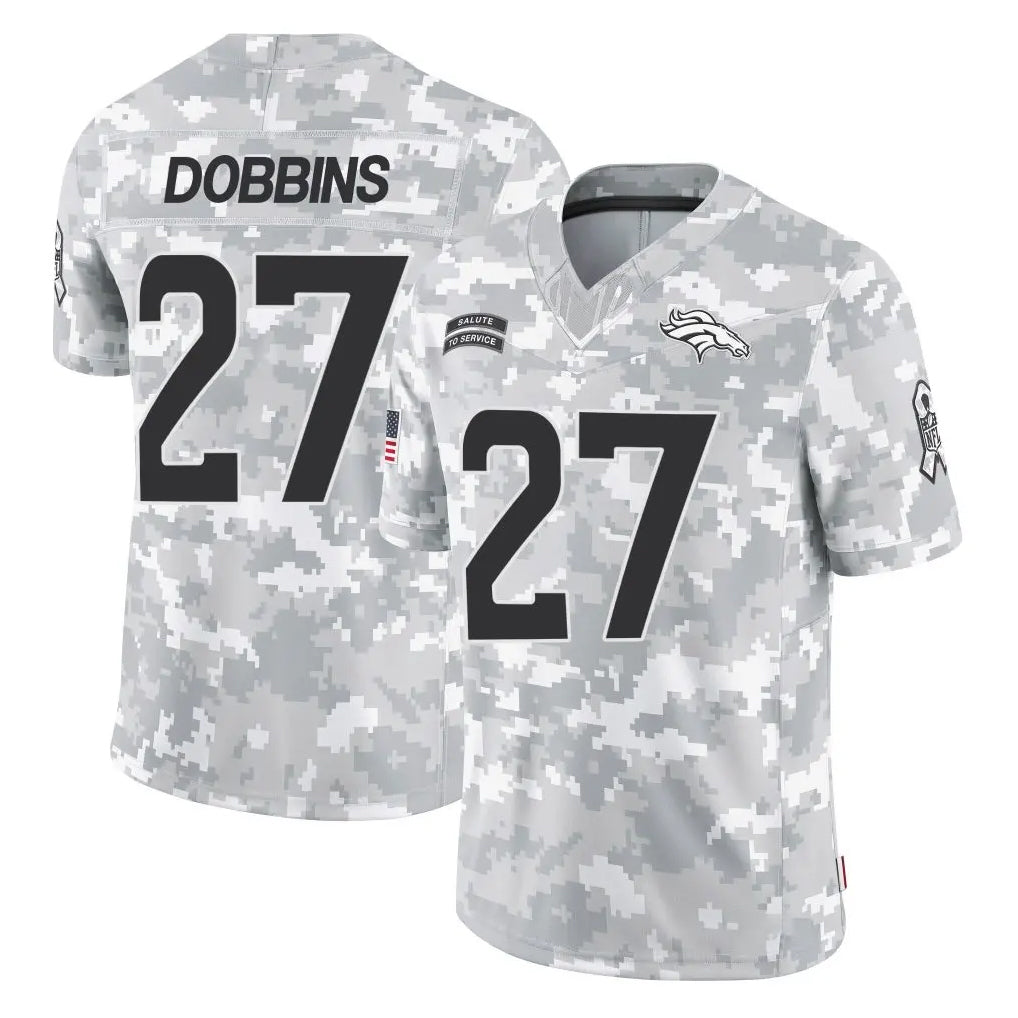 Punc D.Broncos #27 J.K. Dobbins Player Arctic Camo Salute To Service Limited Stitched Jerseys