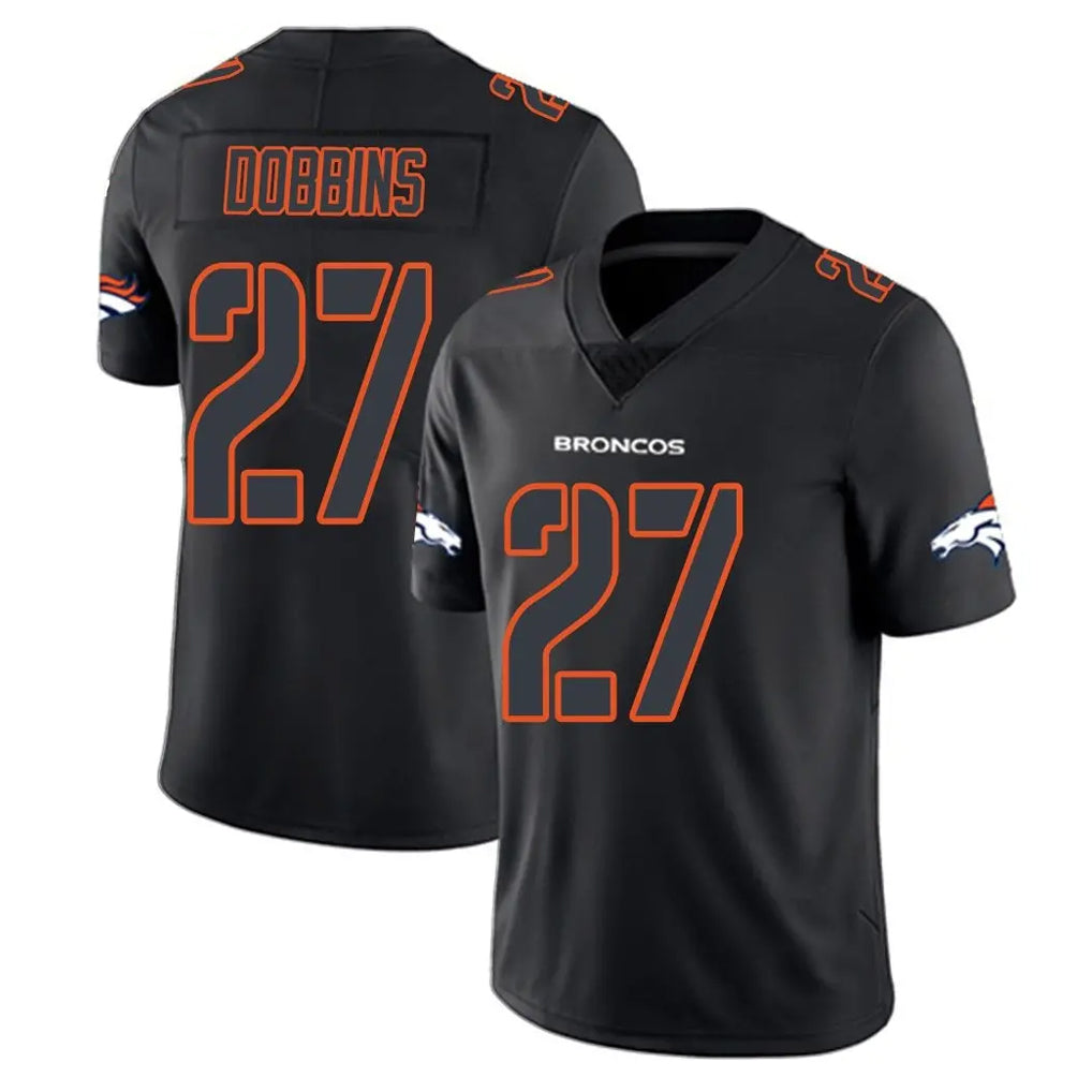 Punc D.Broncos #27 J.K. Dobbins Player Black Impact Limited Game Stitched Jerseys