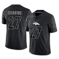 Punc D.Broncos #27 J.K. Dobbins Player Black Reflective Limited Stitched Jerseys