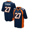 Punc D.Broncos #27 J.K. Dobbins Player Navy Game Stitched Jerseys