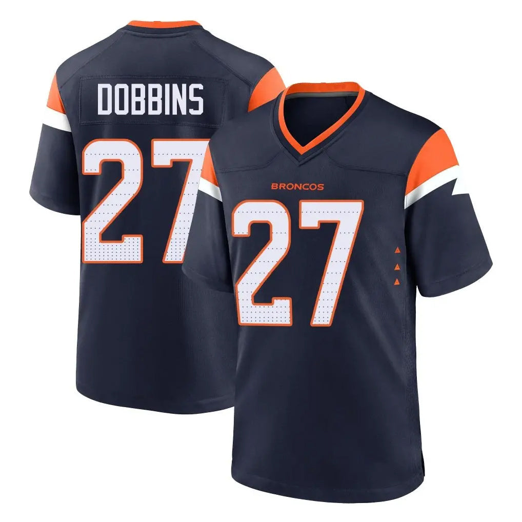 Punc D.Broncos #27 J.K. Dobbins Player Navy Home Game Stitched Jerseys