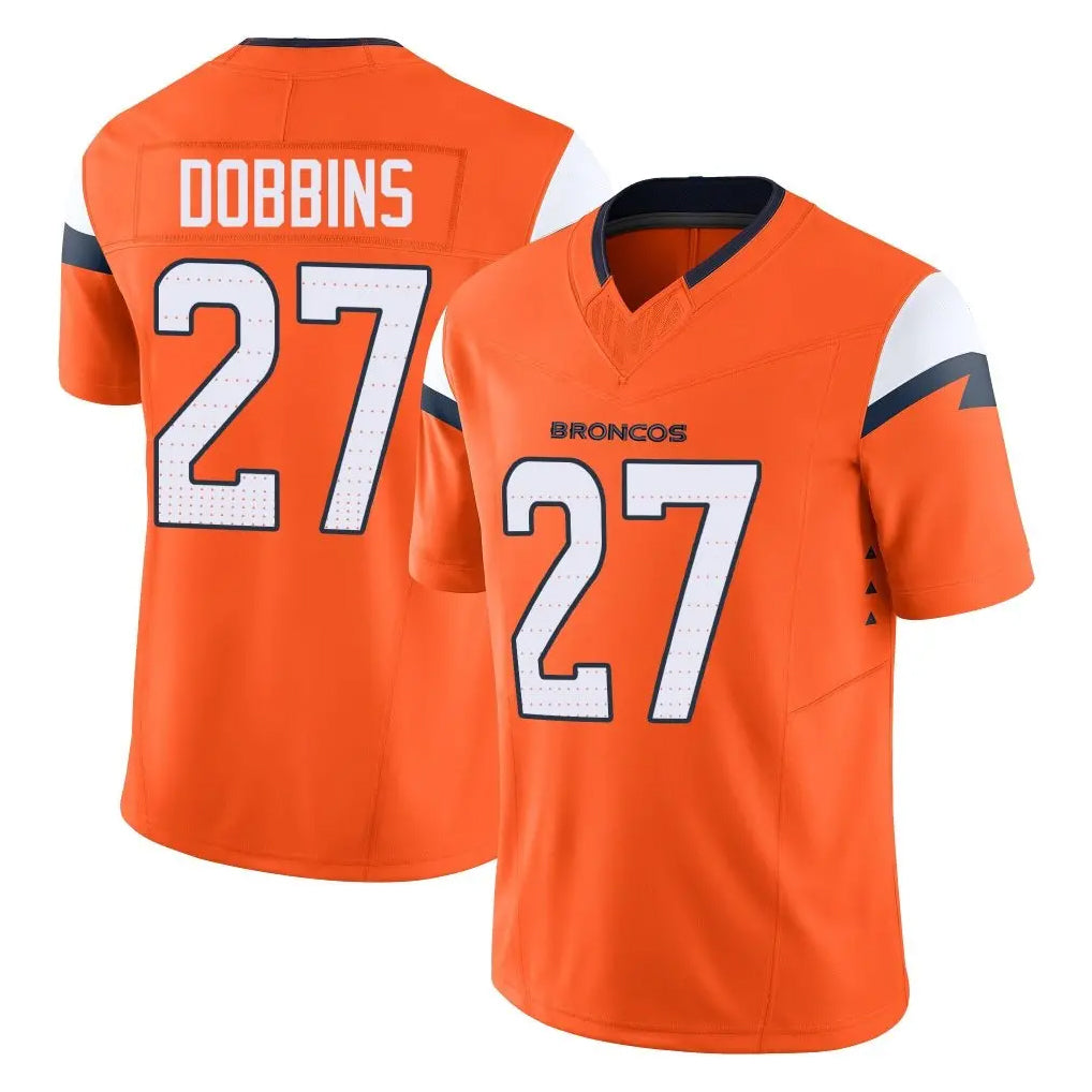 Punc D.Broncos #27 J.K. Dobbins Player Orange Vapor F.U.S.E. Limited Home Game Stitched Jerseys